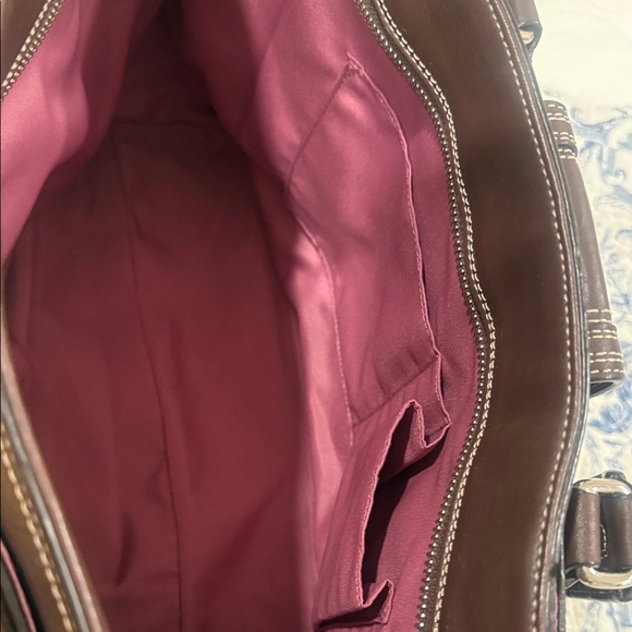 Coach Chocolate Brown Leather Tote with Gold Accents - Picture 3 of 12